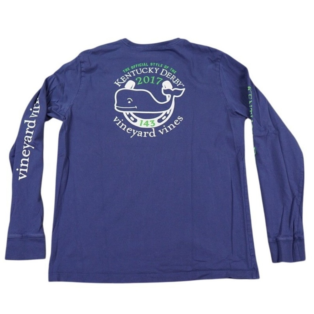Vineyard Vines Kentucky Derby 2017 Shirt Mens XL Blue Long Sleeve‎ Pocket Tee